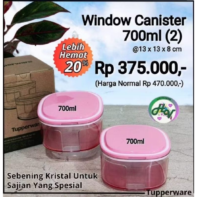 WINDOW CANISTER TUPPERWARE 700ML / TOPLES LEBARAN/ TOPLES NASTAR / CRYSTAL CANISTER TUPPERWARE/ TOPL