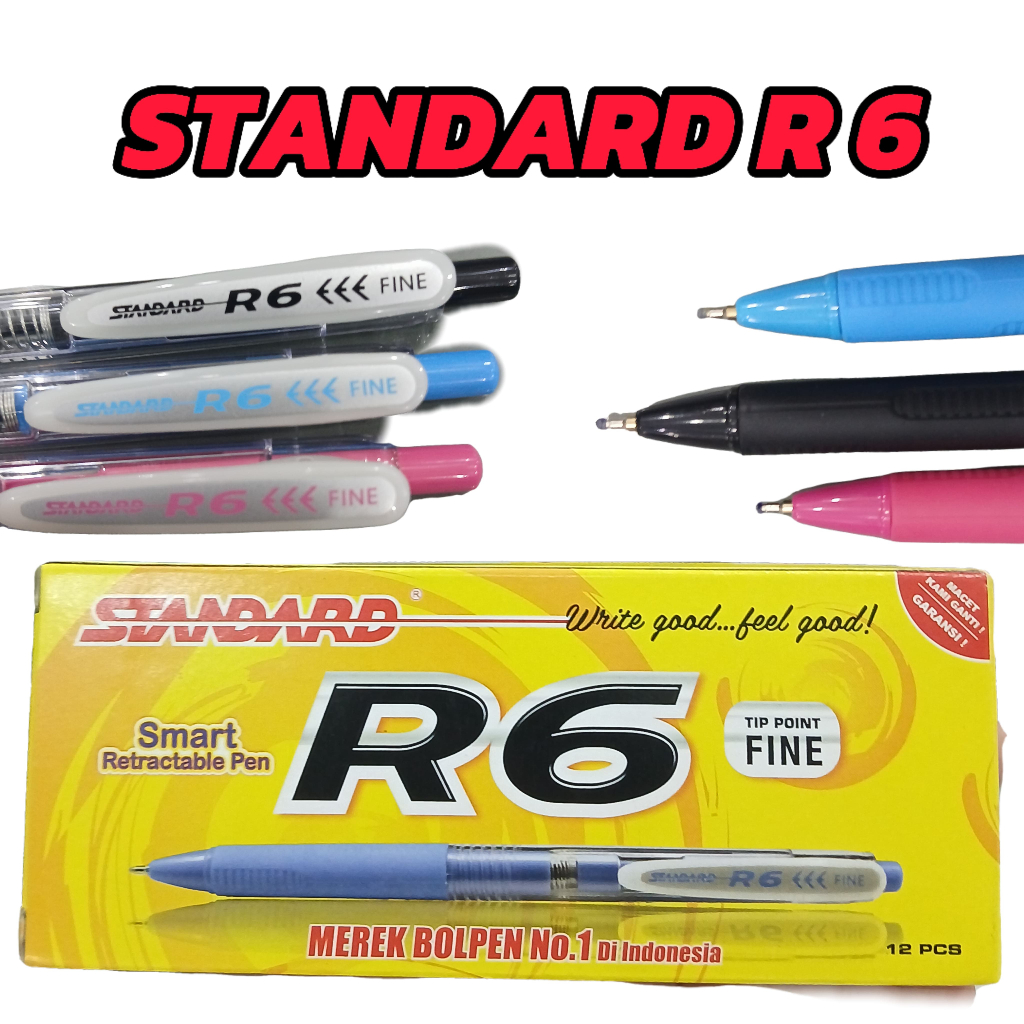 

Pulpen Standard R6 Hitam Merk Bolpen 1 Pack isi 12 pcs