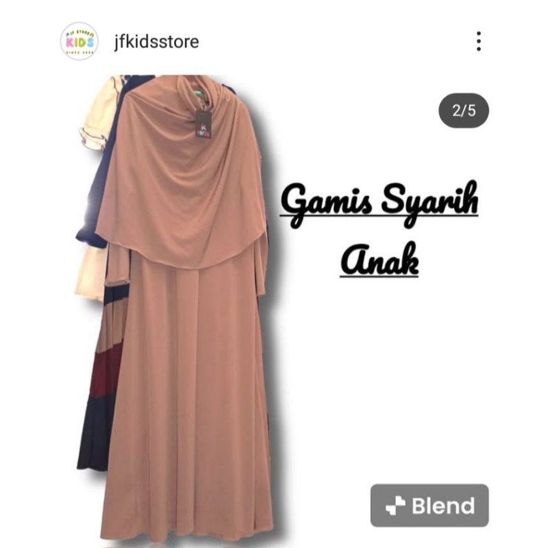 Gamis dan jilbab (set) syari'ah anak