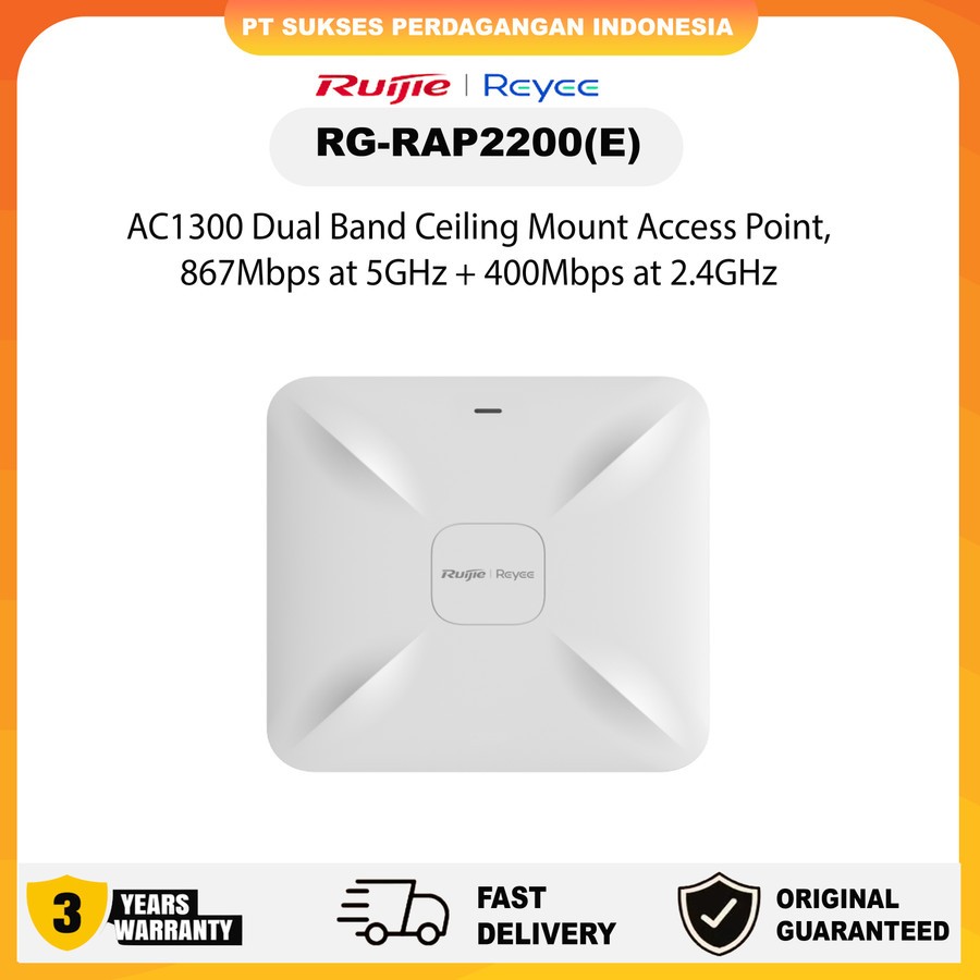 RUIJIE REYEE Akses Point Model Ceiling RG-RAP2200(E) Reyee Wi-Fi 5 1267Mbps
