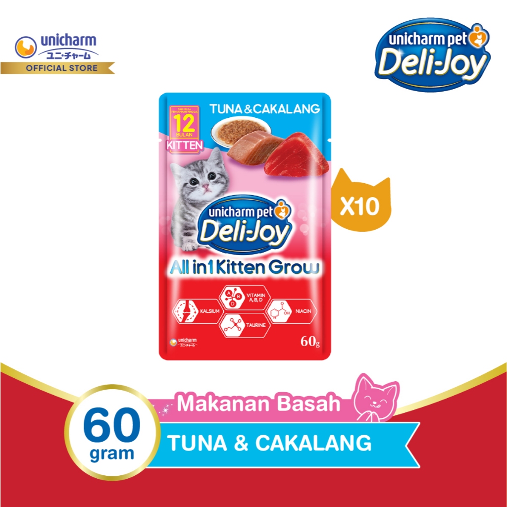 Deli-Joy Pouch Kitten Tuna Cakalang 60g - 10 Packs