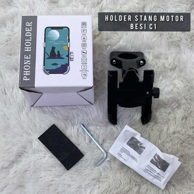 (HOLDER MOTOR STANG) Holder motor besi - holder hp motor untuk stang - holder handphone