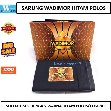 Sarung Tenun Wadimor Warna Hitam Polos Dewasa Bahan Adem Original