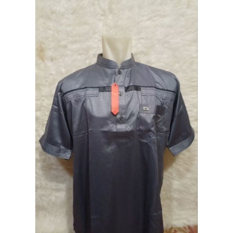 Baju al-wafa lengan pendek semi kurta,baju muslim al-wafa,kemco al-wafa