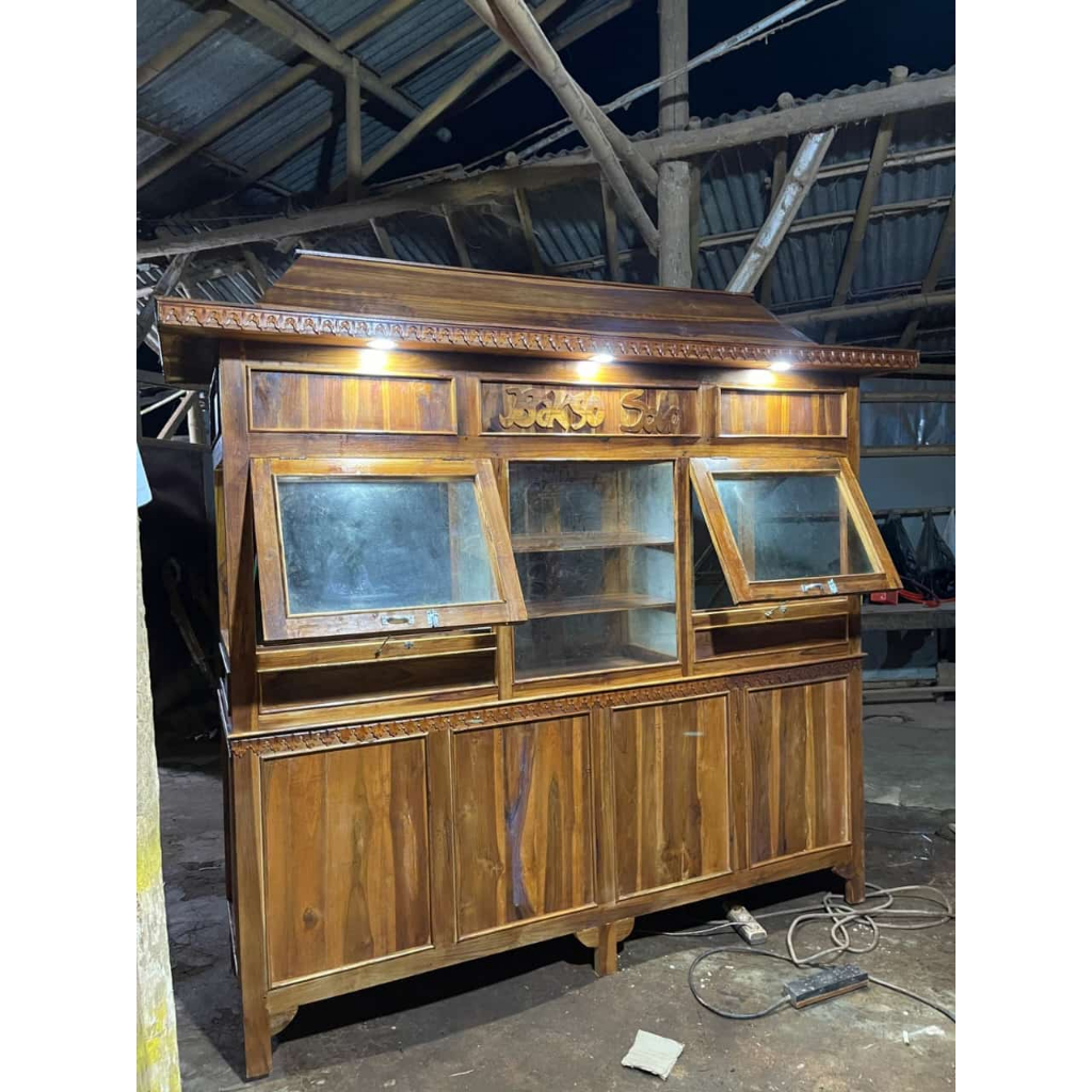 gerobak mieayam bakso kayu jati joglo