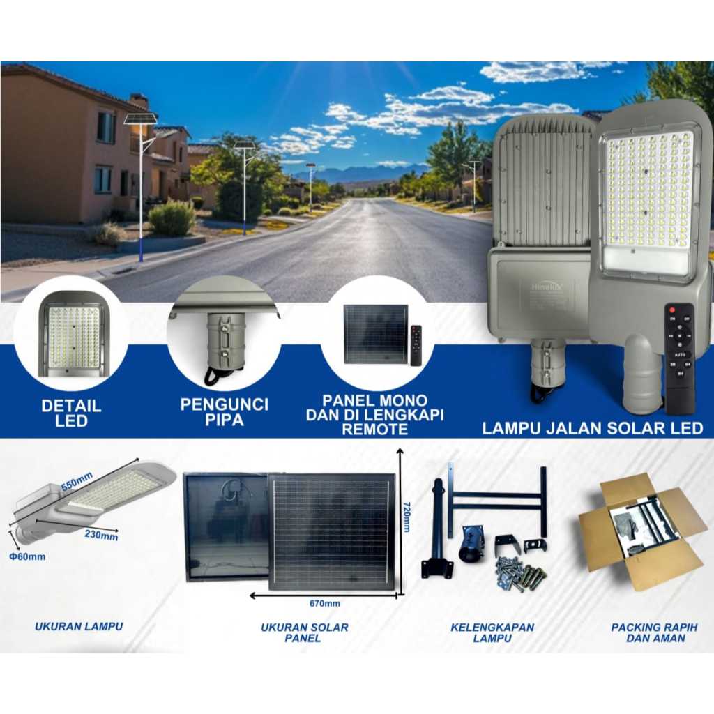 LAMPU PJU SOLAR CELL LED LAMPU PJU TENAGA MATAHARI 1000W 800W 500W