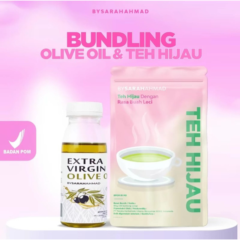 

OLIVE OIL & TEH HIJAU BY SARAH AHMAD TEH HIJAU RASA LECI BYSARAHAHMAD TEH PELANGSING HERBAL