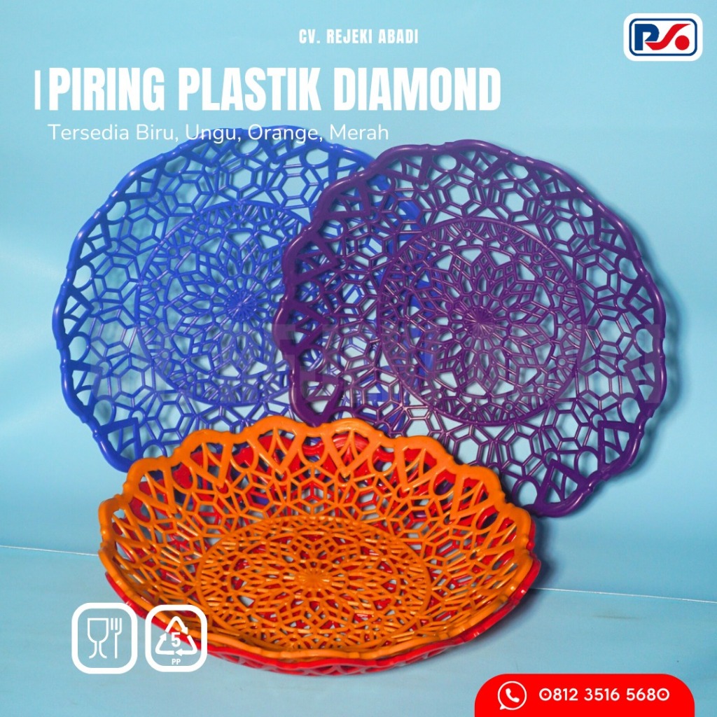Piring Diamond / Piring Plastik / Piring Rotan Plastik - 1 Lusin