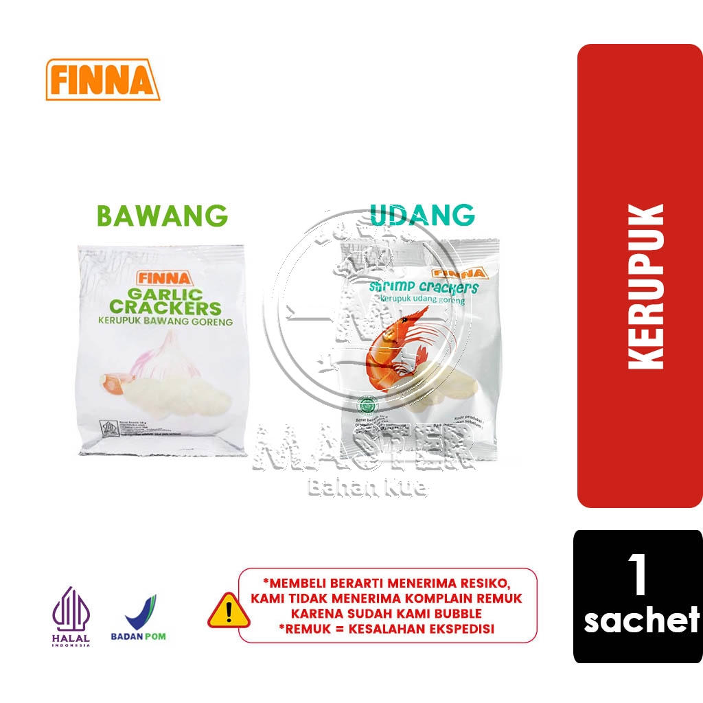 

Kerupuk Udang / Bawang FINNA Garlic / Shrimp Crackers Krupuk Goreng [1 Sachet Putih 10g]