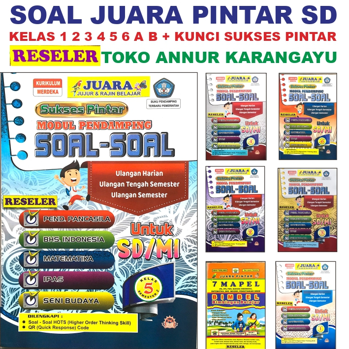 Renur Buku Soal Sd Kelas 1 2 3 4 5 6 Kurikulum Merdeka Modul Ulangan JUARA PINTAR Reseler + Kunci Ja
