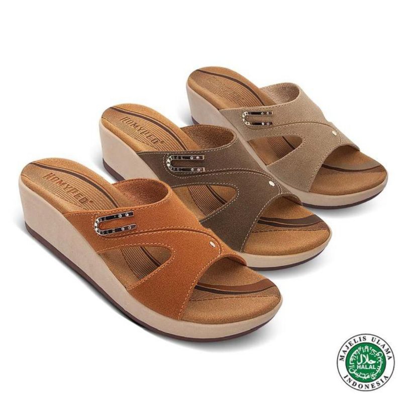 Homyped Ayana n65  Sandal Wedges Wanita Krem Tua