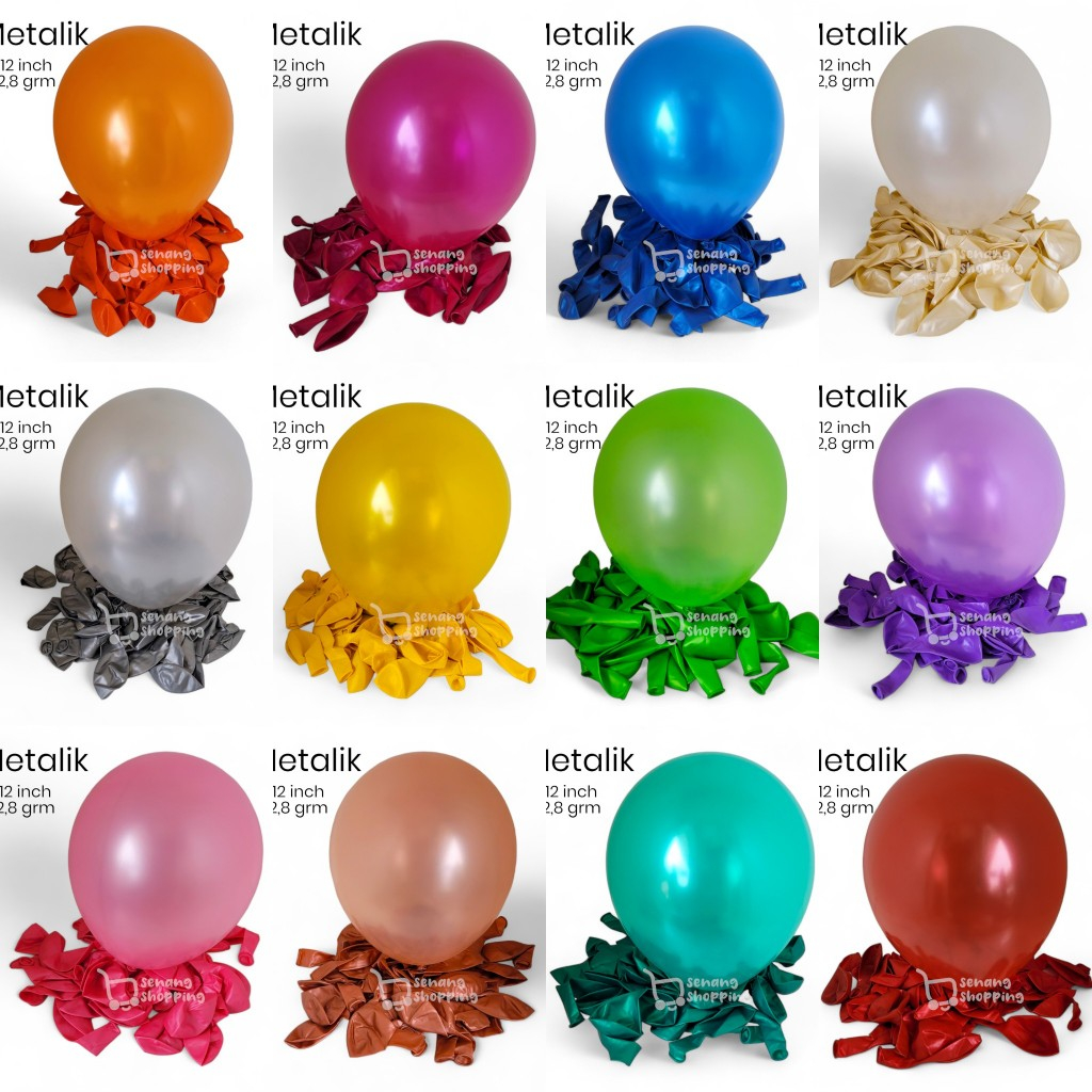 100pcs Balon Latex Metalik POLOS 12INCH Balon ulang tahun