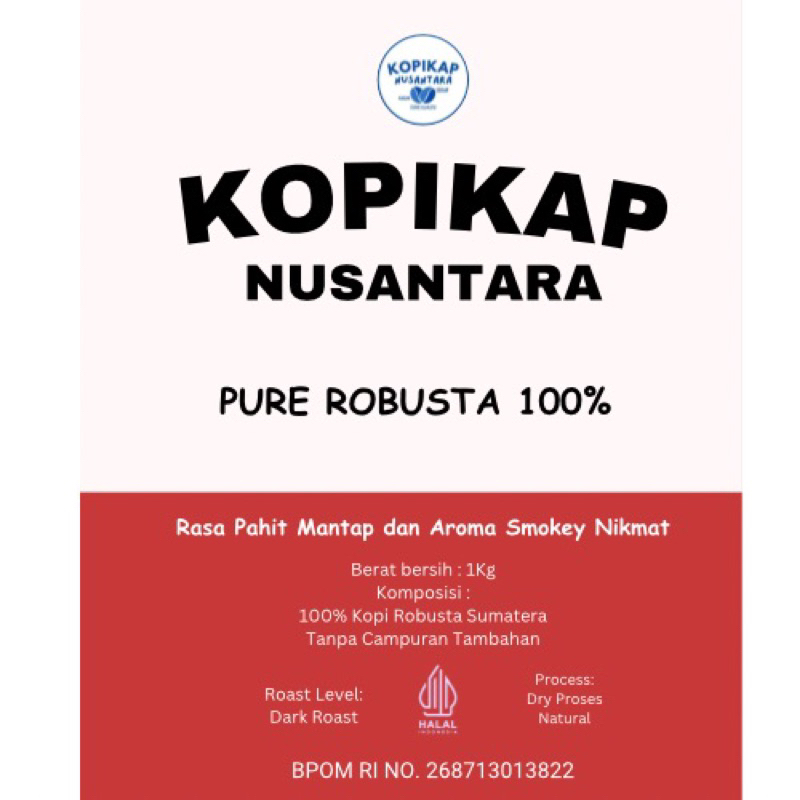 

KOPI 1KG KOPIKAP NUSANTARA PURE ROBUSTA 100%