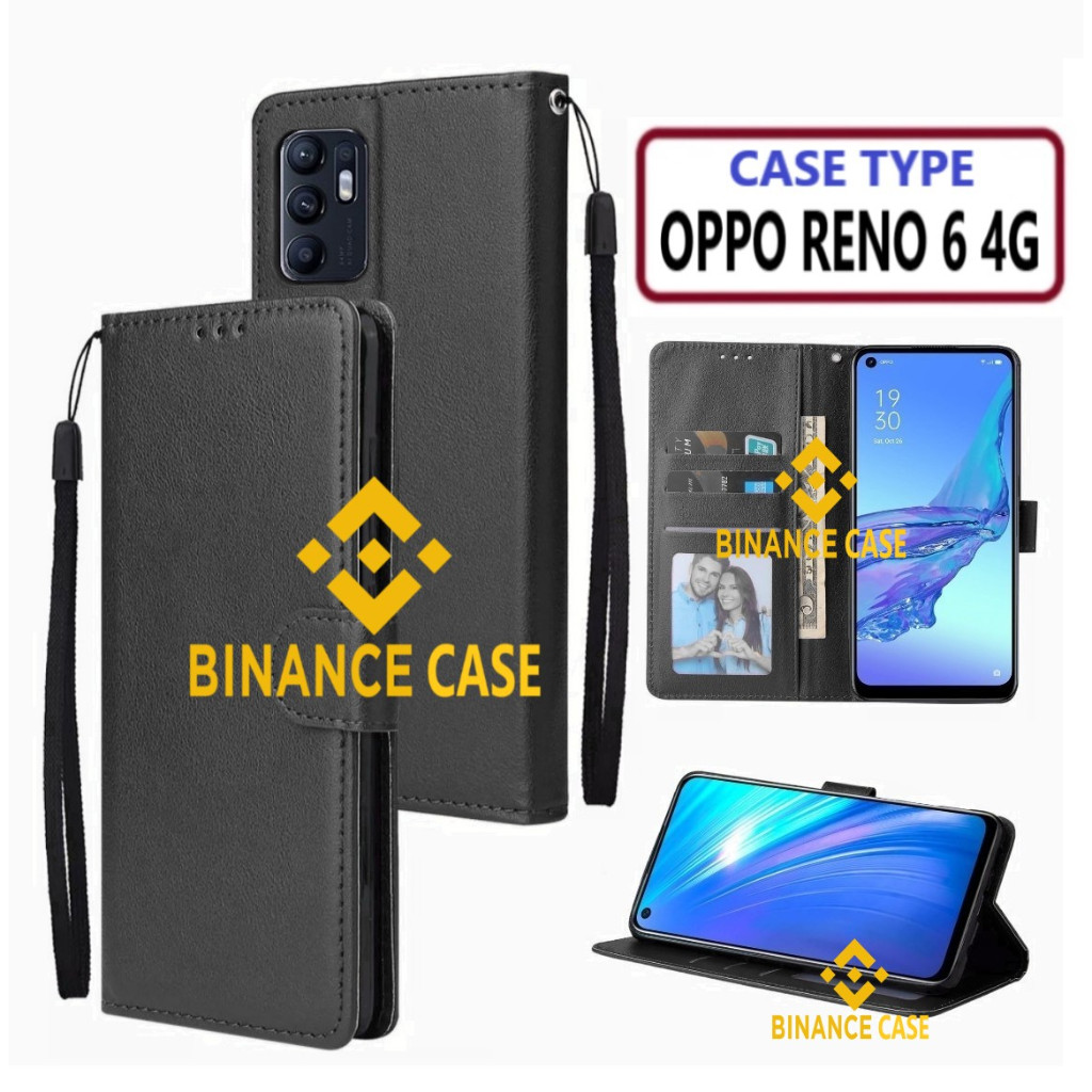 LEATHER FLIP CASE OPPO RENO 6 4G CASE KULIT FLIP WALLET LEATHER KULIT PREMIUM SARUNG BUKA TUTUP KESI