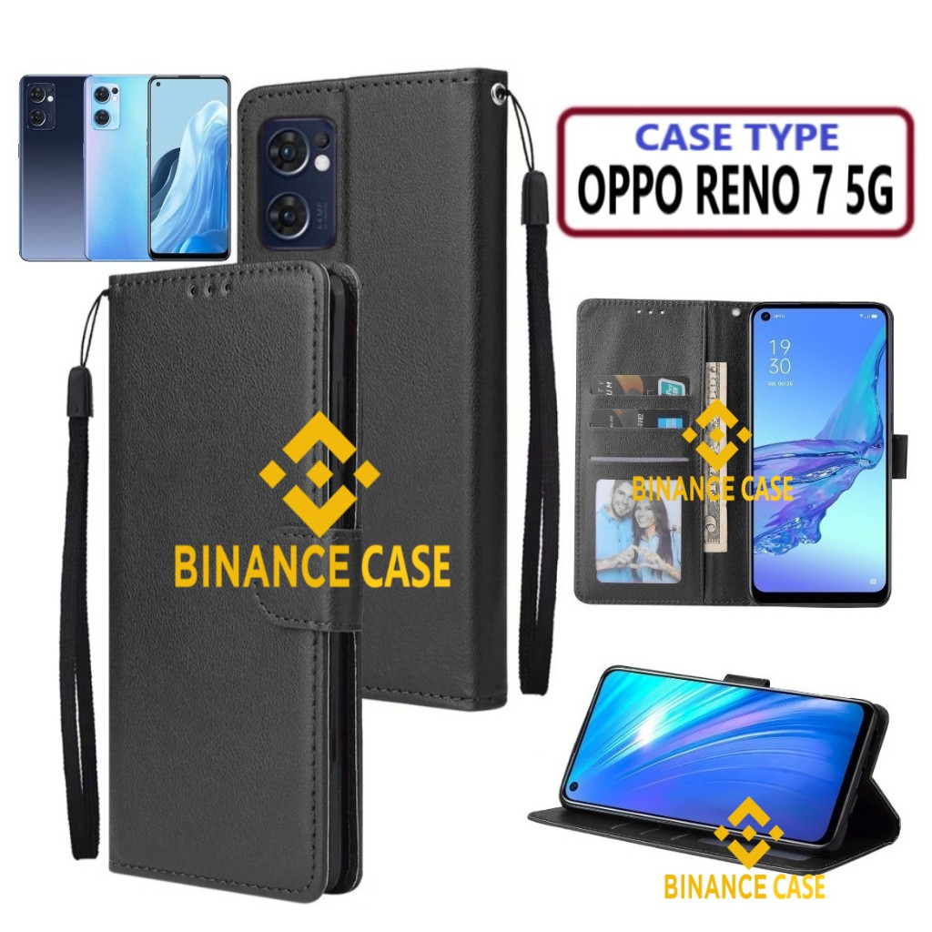 LEATHER FLIP CASE OPPO RENO 7 5G CASE KULIT FLIP WALLET LEATHER KULIT PREMIUM SARUNG BUKA TUTUP KESI