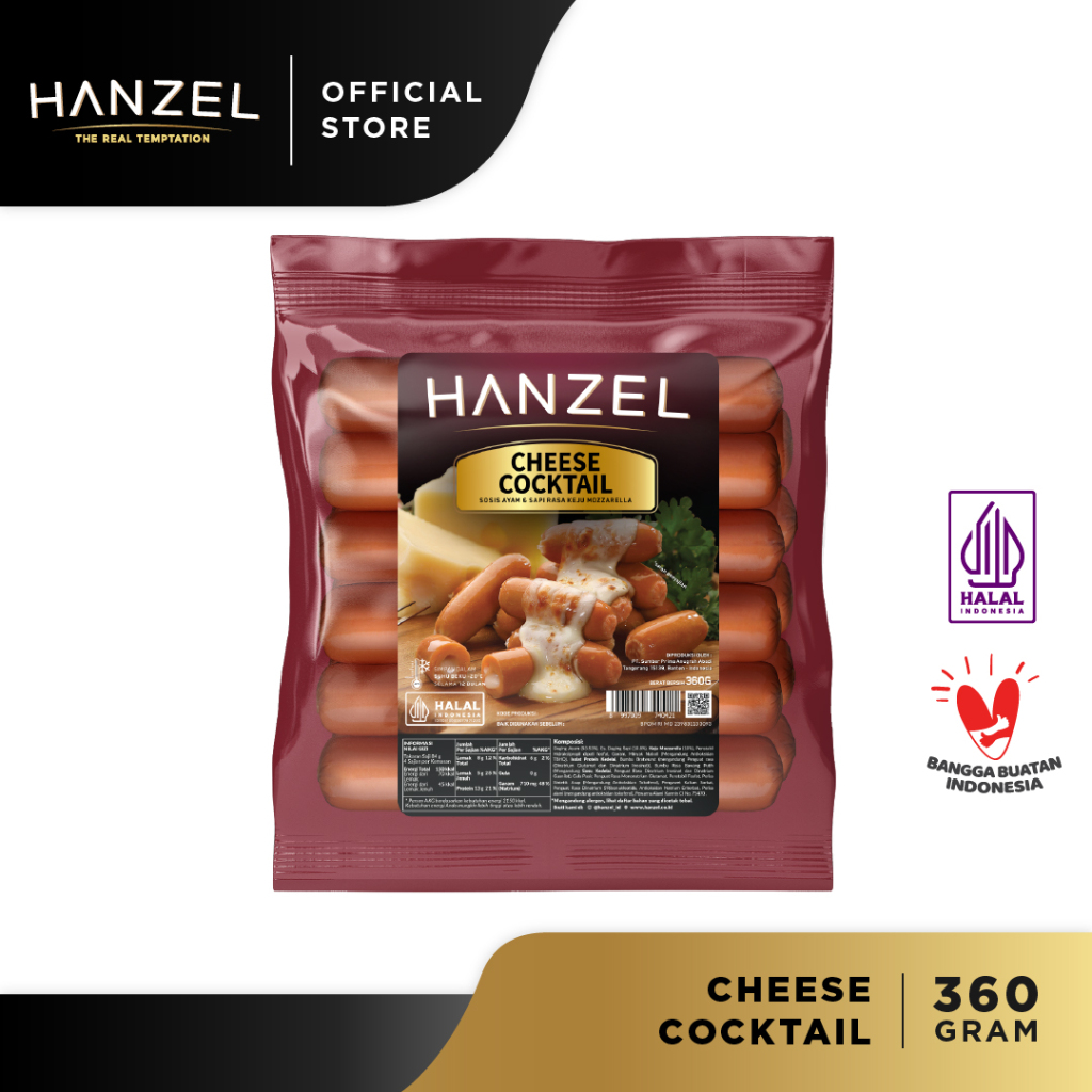 

Sosis Hanzel Cheese Cocktail 360 gram (isi 22 pcs)