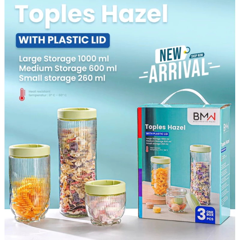 Toples Kaca Kue kering Lebaran Set 3 pcs