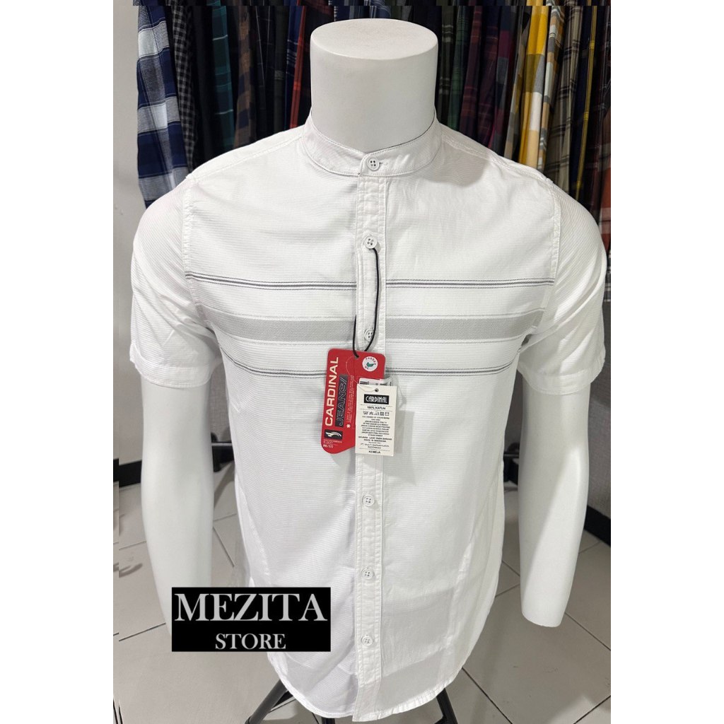 Kemeja Koko Cardinal Lengan Pendek Slimfit Putih