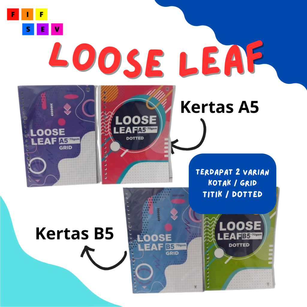 Loose Leaf Kotak Loof Leaf Titik Isi Kertas Binder kotak Isi Kertas Binder Garis A5 dan B5