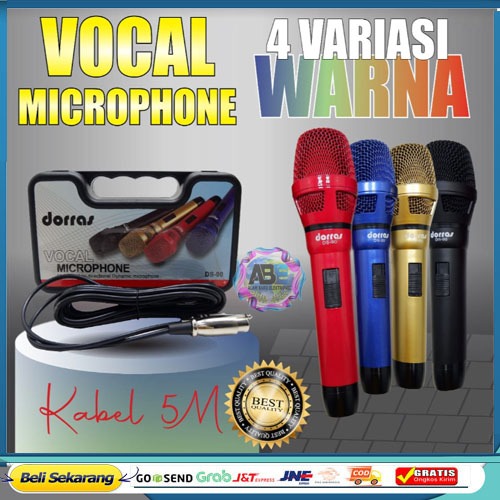 Microphone Karaoke DORRAS DS-90 Mic Kabel Mikrofon Panjang Kabel 5M Bikin Suara Lebih Merdu PROMO