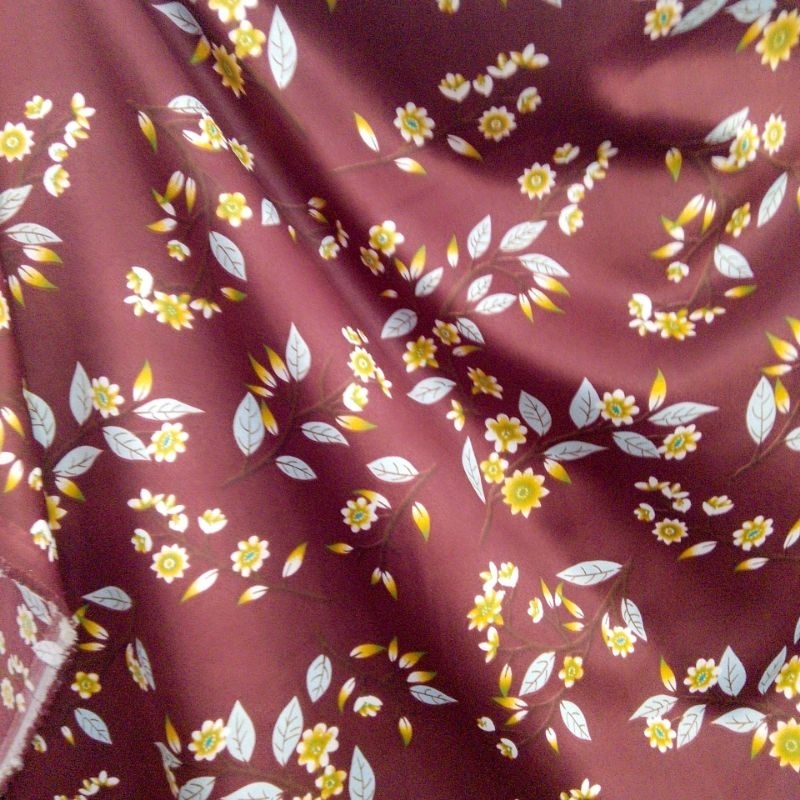 kain satin silk motif bunga import - kain satin motif - kain silk premium - harga persetengah meter 