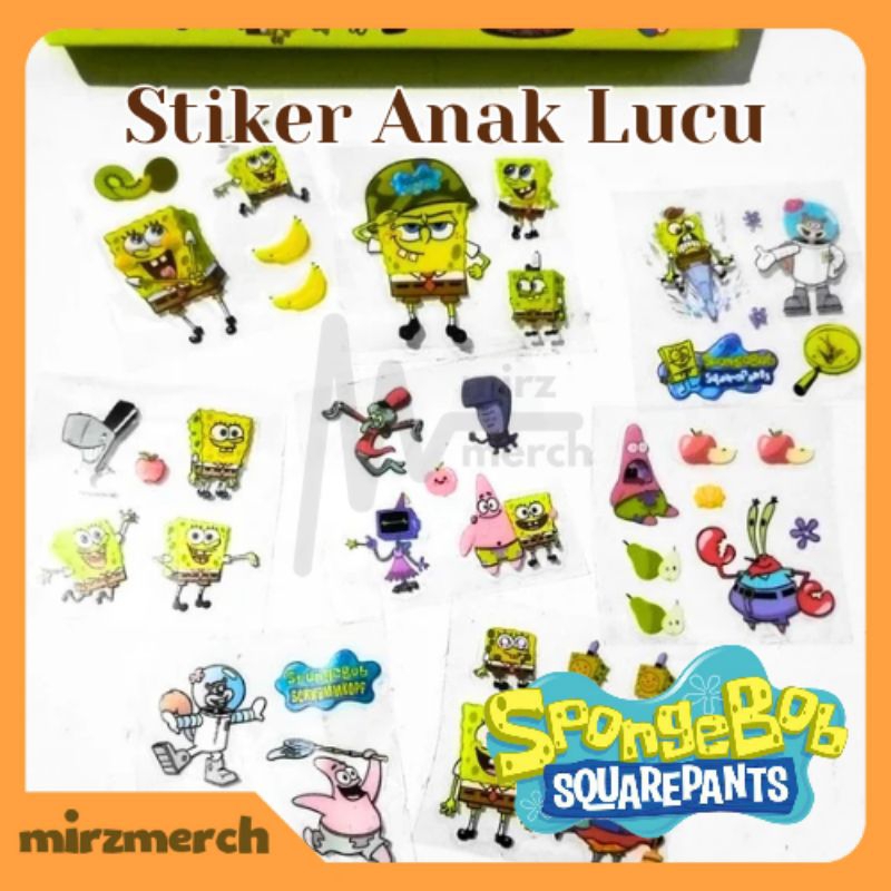 

Sticker Anak Karakter SpongeBob Patrick Lucu Korea Aesthetic Ecer Isi 5 Lembar/10 Lembar Waterproof Murah