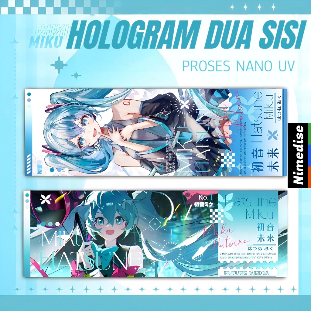 

Hatsune Miku Hologram UV Laser Ticket Double Sided - Anime Manga Bookmark Gambar Dua Sisi