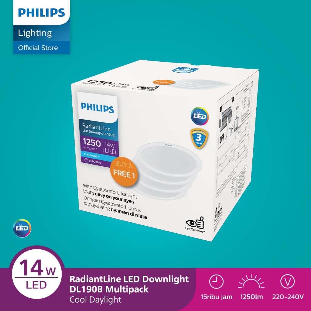 Philips Multipack Lampu Downlight Radiantline DL190B LED8 D150 14W 6500K Putih