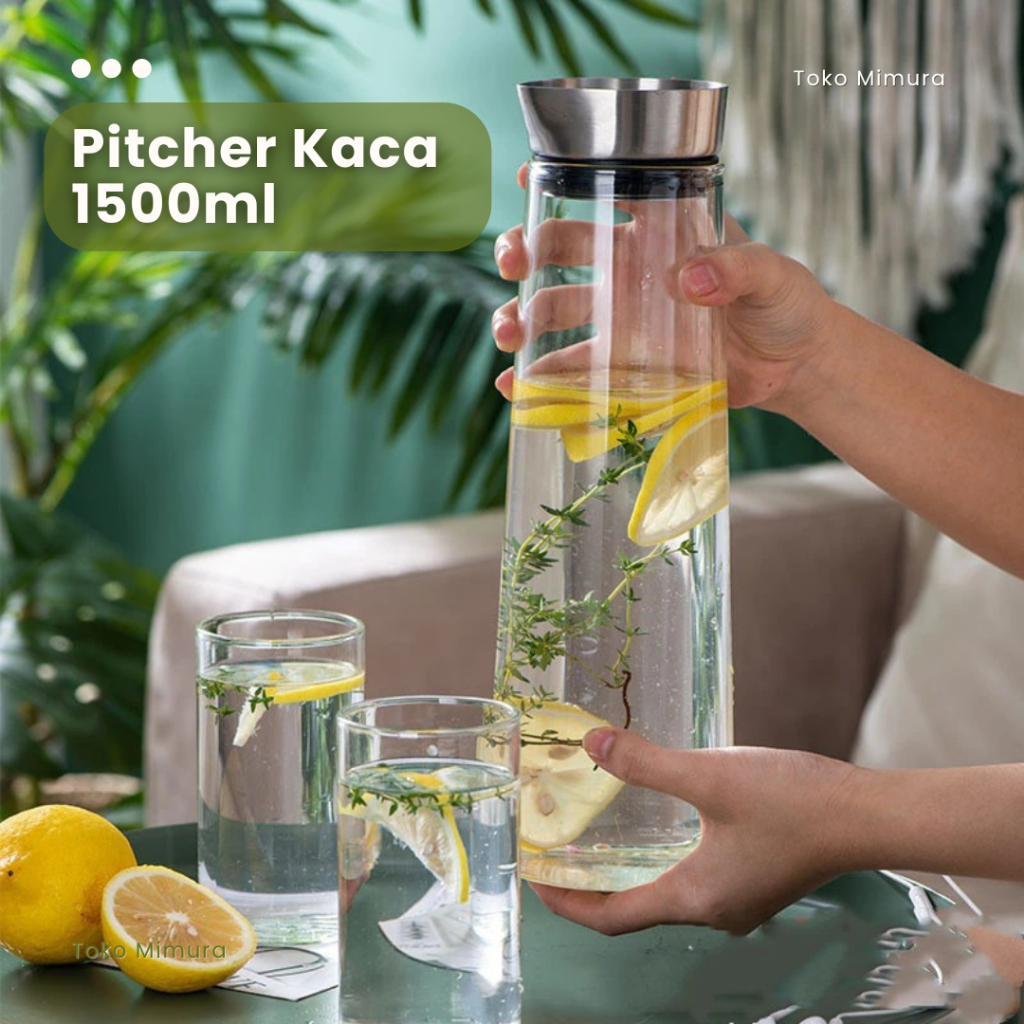 Teko Botol Kaca Kulkas 1.5L Pitcher Water Jug Air
