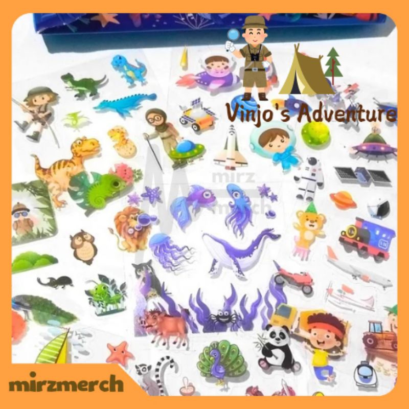 

Sticker Anak Karakter Vinjo Adventure Lucu Korea Aesthetic Ecer Isi 5 Lembar/10 Lembar Waterproof Murah