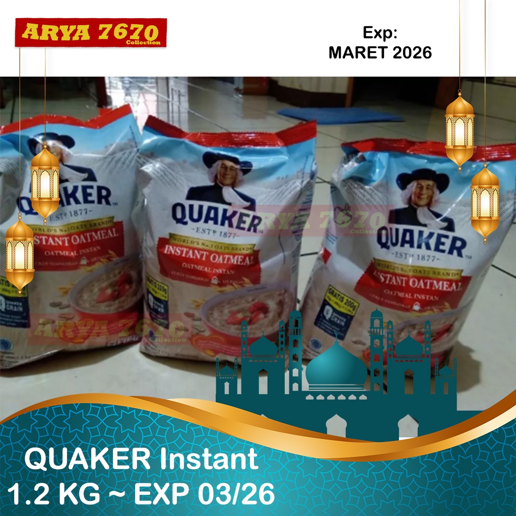 

[PROMO SPESIAL RAMADHAN] QUAKER Instant Oatmeal 1200gr / 1.2kg EXP TERBARU MARET 2026 - Cocok untuk DIET & GYM dan HADIAH LEBARAN