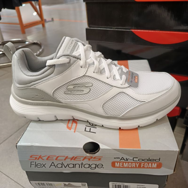 Skechers White Grey Sneakers pria 100% Original Resmi Store