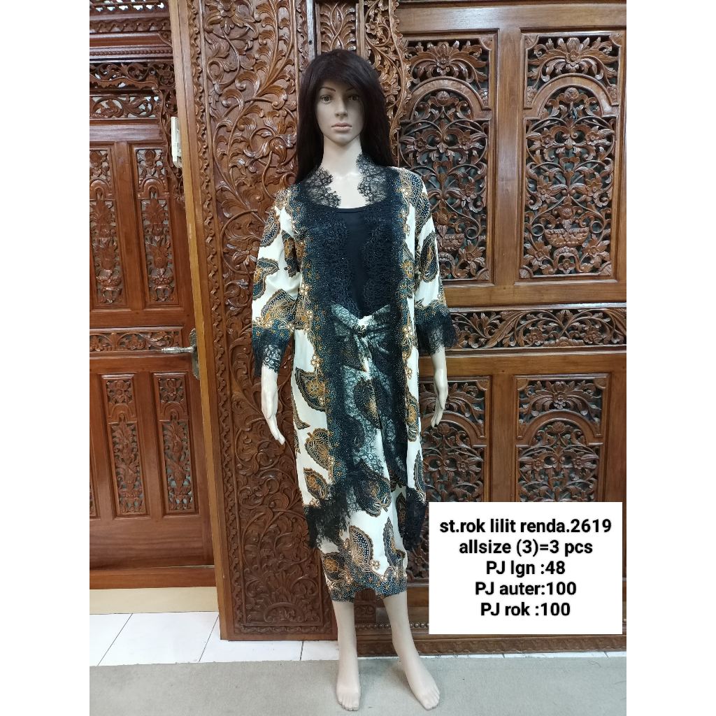 St. Rok Lilit Renda Gamis Motif Bunga-ONE SET renda brokat bledak-BATIK AGUNG WIBOWO-