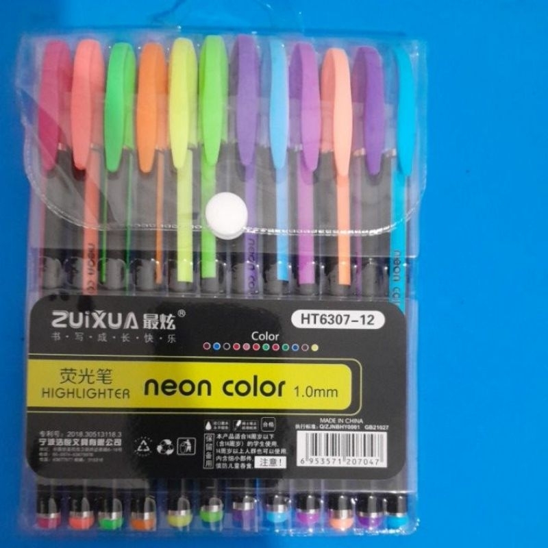 

pulpen 12 warna neon color 1.0mm
