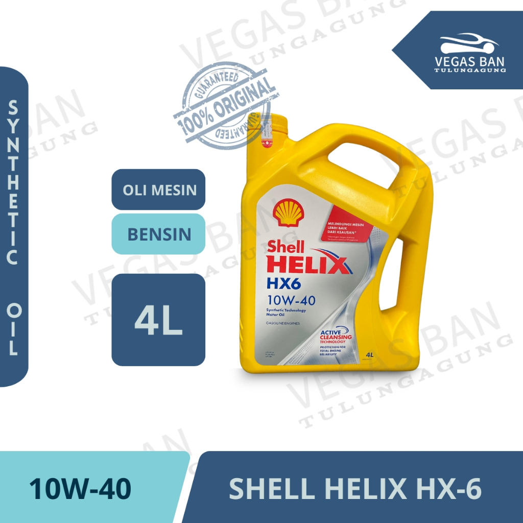 SHELL Helix HX-6 SAE 10W-40 Oli Mobil Bensin Synthetic Technology 4 Liter