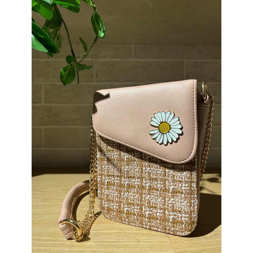 Tas Selempang Pink Daisy Charm Small Crossbody Bag Premium Impor Ala Korea