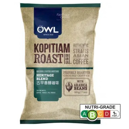 

Owl Kopitiam Roast Heritage Blend With Arabica Beans Ground Coffee Powder 500 Gram