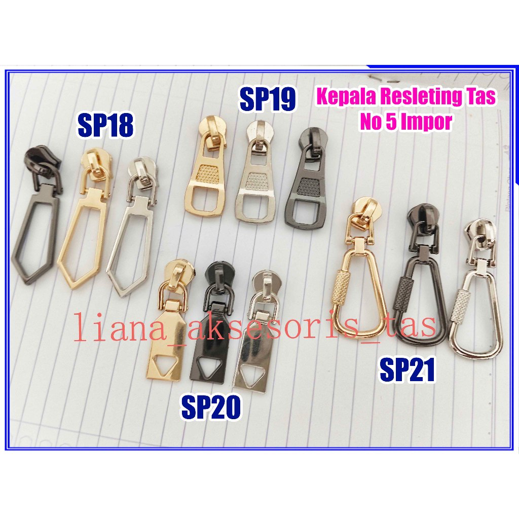 -Kepala Resleting Tas no 5 Impor untuk daun resleting tas selempang, tas rajut, tas cewek - Kepala S