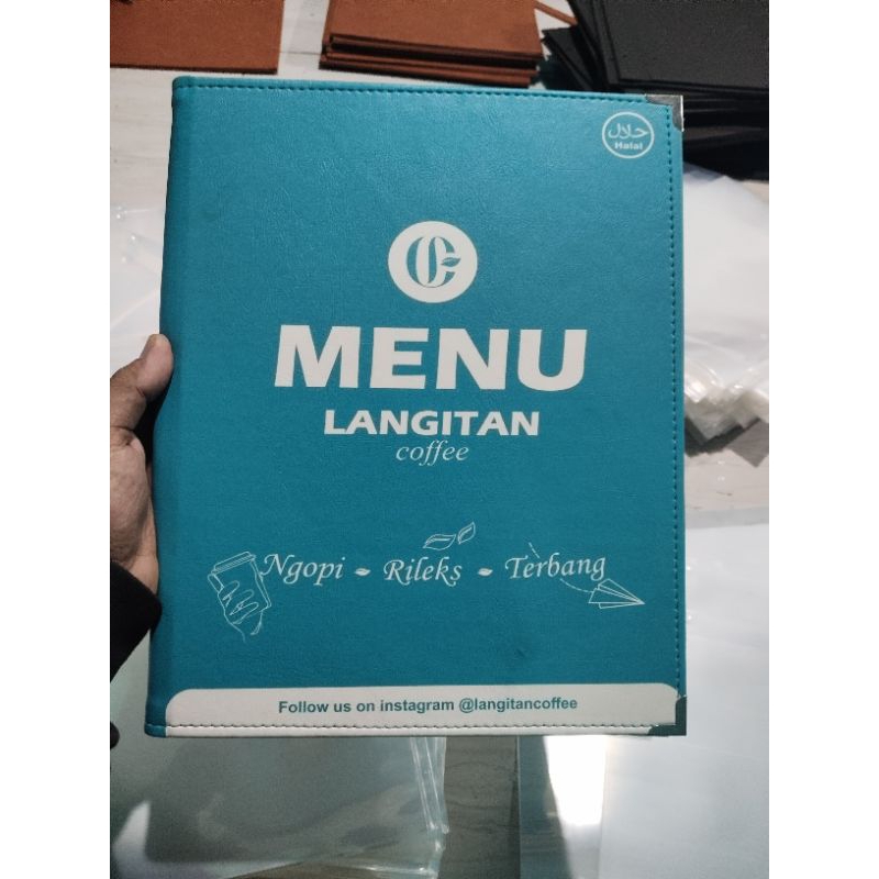 

buku menu bahan kulit logo bisa full