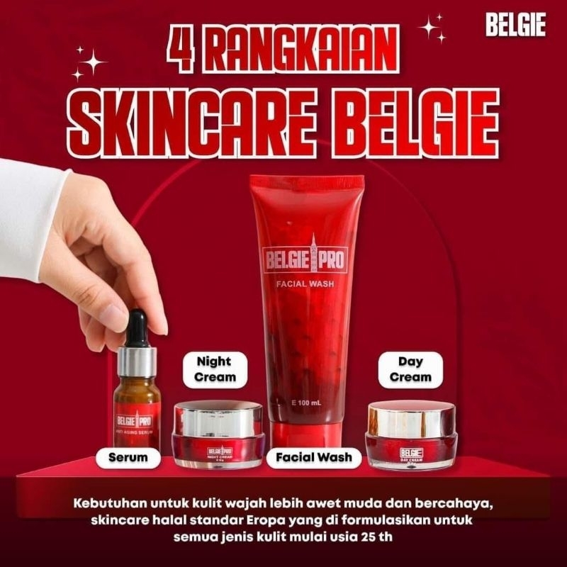 Skincare BELGIE PRO paket 4 belgipro skincare belgiepro facial wash, belgiepro serum, belgiepro nigh