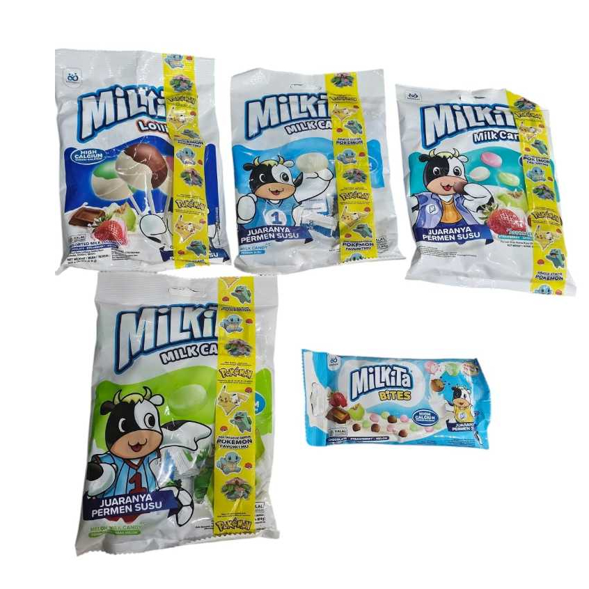 

Milkita Bites 24 gr.. Milkita Susu Strawberry Melon Coklat 12 gr..Permen susu