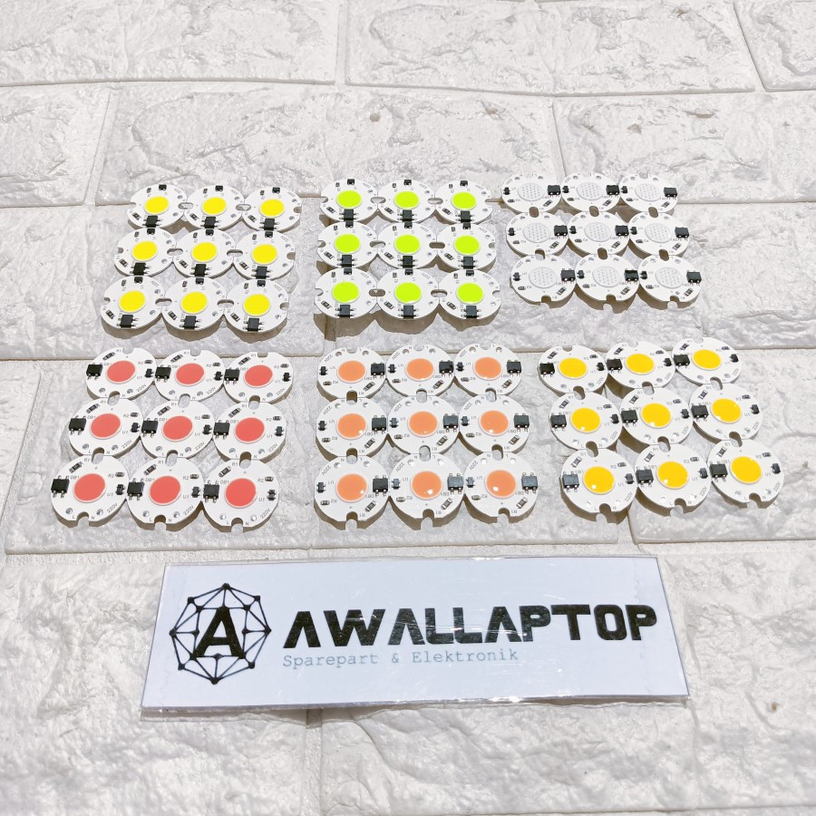 lampu led 3w 220v led cob tanpa driver led biru putih kuning 3watt