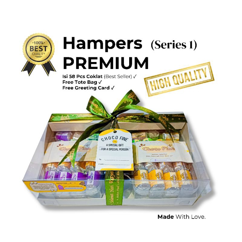 

Hampers Premium Cokelat choco fine (isi 58 cokelat)