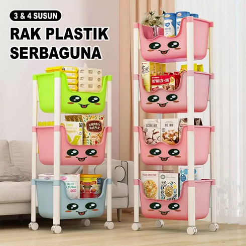 Rak Susun Rak Dapur / Keranjang Buah Susun / Tempat Penyimpanan Serbaguna 4 Tingkat