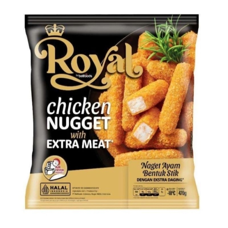 

Belfoods Royal Naget Ayam Bentuk Stik / Chicken Nugget Stick | Berat Bersih 470gr