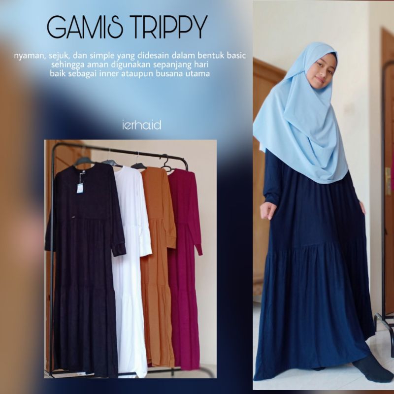 gamis rayon premium polos gamis tempel susun hone gress rufflen busui frendly
