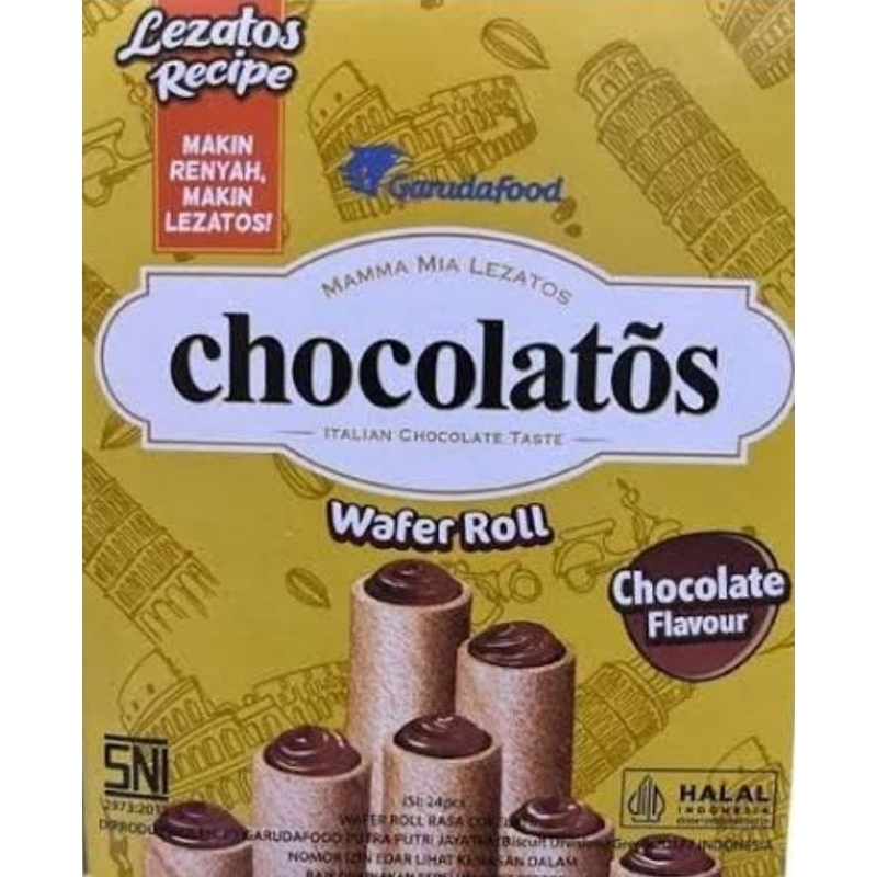 

chocolatos wafer stik roll 1box isi 24pcs x7gram..