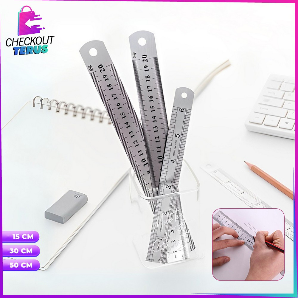 

CT A107 Penggaris Besi 30CM Bahan Stainless Serbaguna Perlengkapan Sekolah Ruler Mistar Besi Alat Ukur Multifungsi