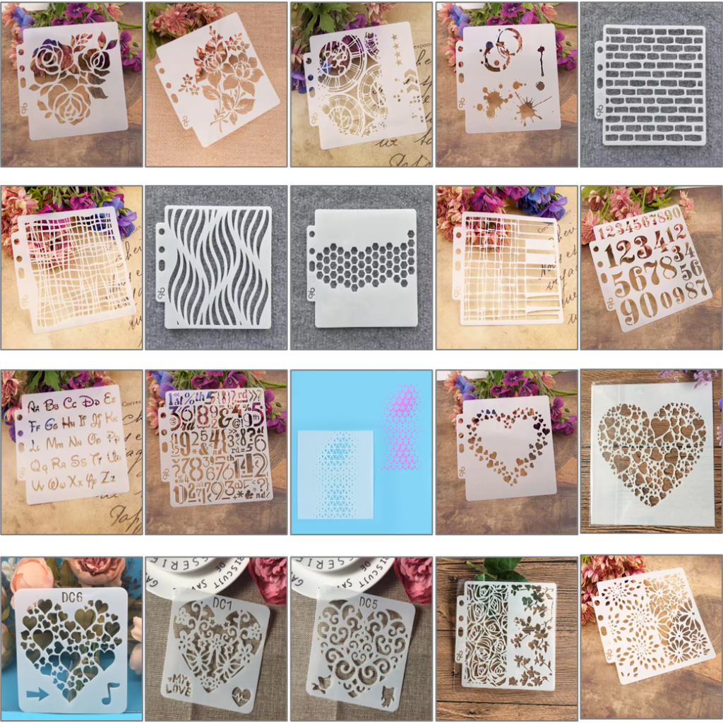

BYL Etalase 3 Series Small Decorative Pattern Stencils Pretty Hollow Spray Painting Templates