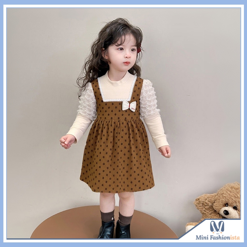 dress anak perempuan baju gaun pesta anak perempuan polkadot dan lengan balon hanfu baju anak peremp